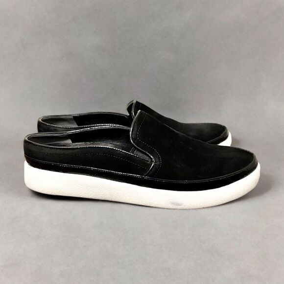 Vionic Effortless Nubuck Patent Trim Mules Slip On Slides Sneakers Black - Picture 2 of 16